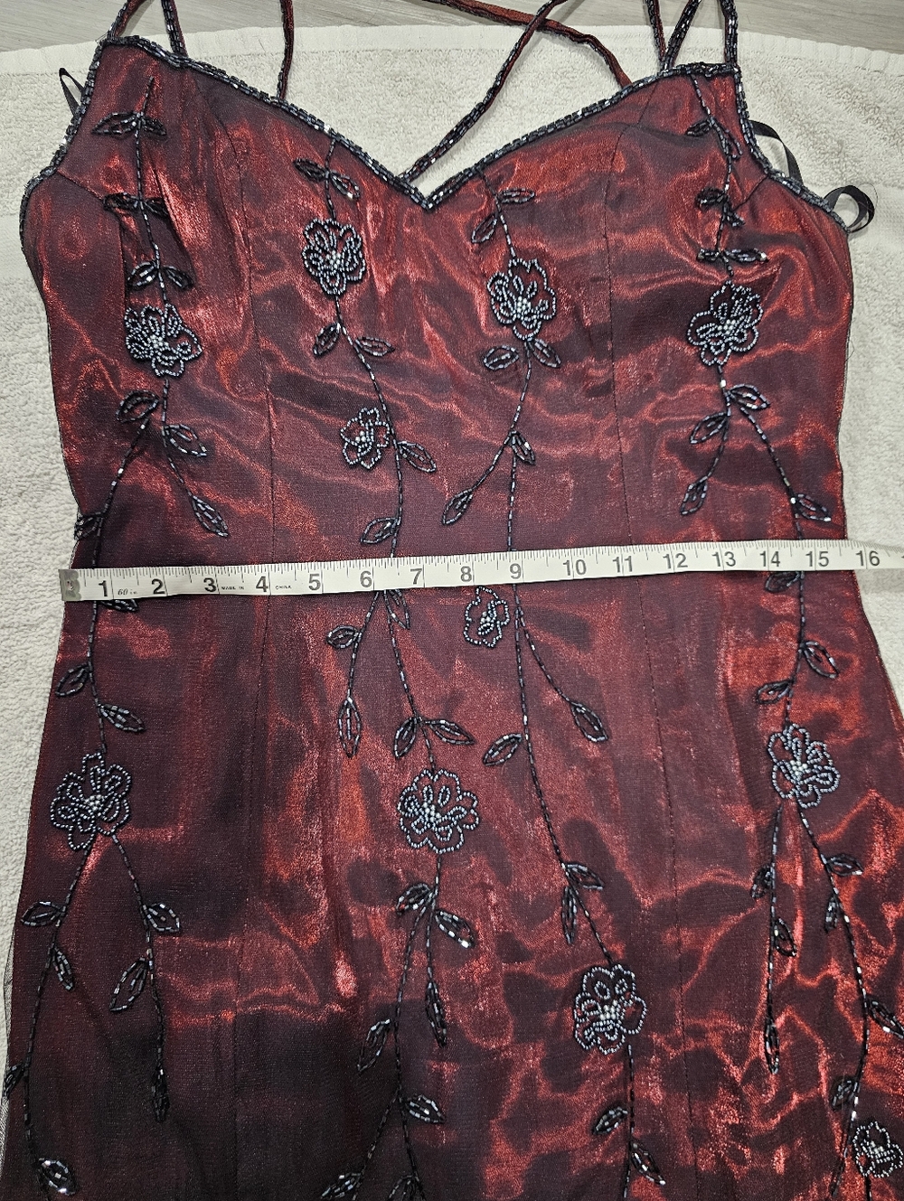 VINTAGE Alyce Designs Beaded Red And Black Gown - Picture 13 of 14